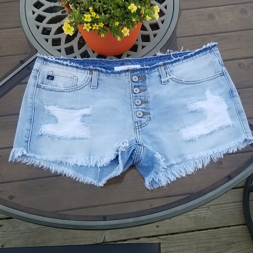 KANCAN Distressed Womens Button Up Low Rise Shorts